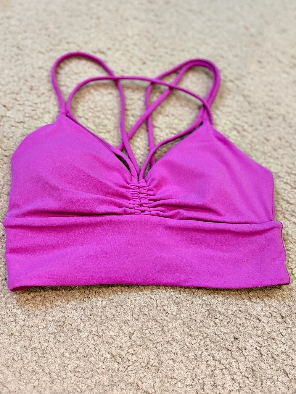 Lululemon Ruched Nulu Longline Yoga Bra Pink Crop Top size 2